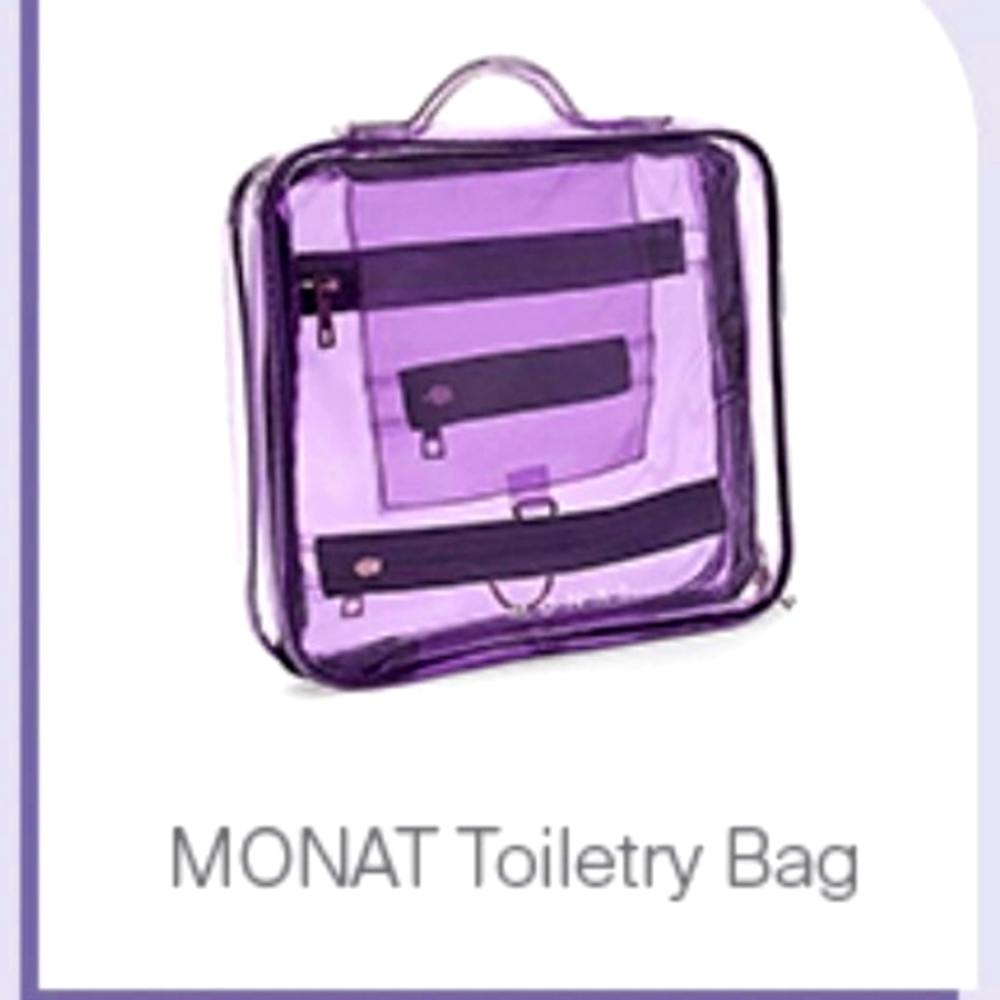 Monat Purple clear see through cosmetic toiletries zip bag Case